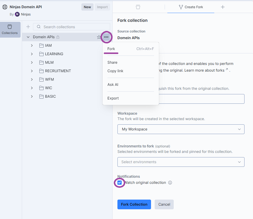 Postman for Domein API